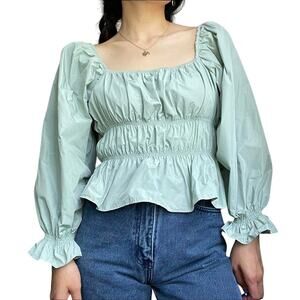 Zara Milkmaid Blouse Coquette Cottagecore Renaissance Long Sleeve Top Womens M